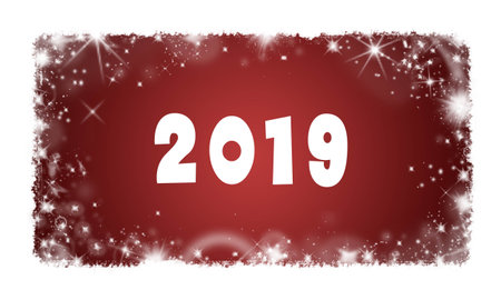2019 greeting card - stars on red background