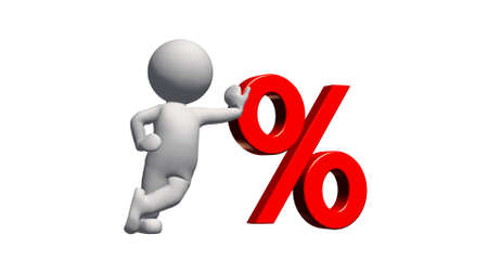 3D People with percent sign - isolated on white backgroundの写真素材
