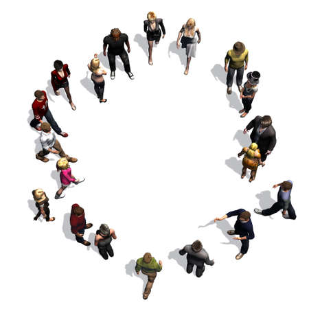 people - arranged in number 0 - with shadow - isolated on white backgroundの写真素材