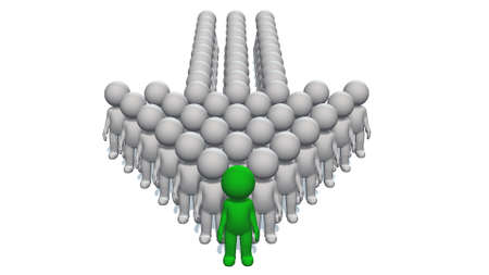 Index arrow made of 3D people with a leader at the top - isolated on white backgroundの写真素材