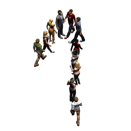 people - arranged in number 1 - without shadow - isolated on white background