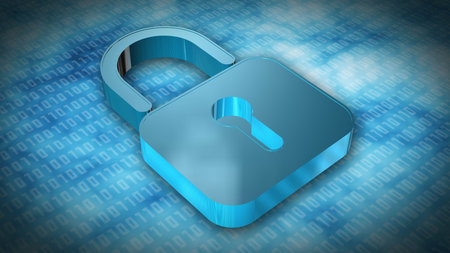 Information protection and cyber security - Closed Padlock on digital background