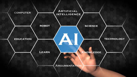 AI - Artificial Intelligence background - Abstract concept of cyber technology and automationの写真素材