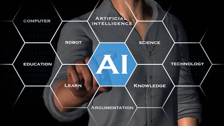 AI - Artificial Intelligence background - Abstract concept of cyber technology and automation