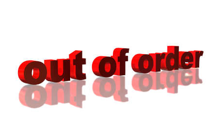 Lettering out of order with reflectons on the floor - isolated on white background - 3D illustrationの写真素材