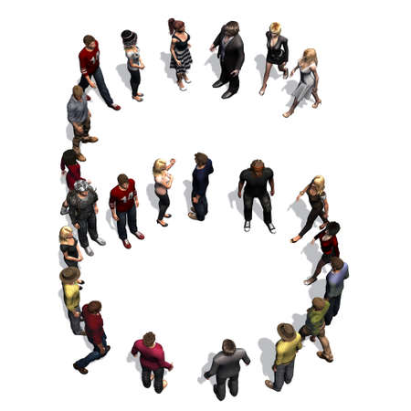 people - arranged in number 6 - with shadow - isolated on white background - 3D illustrationの写真素材