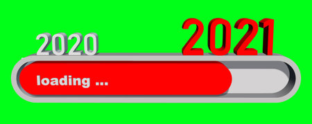 Year change 2021 - year digits over progress bar showing loading of the New Year - graphic elements...