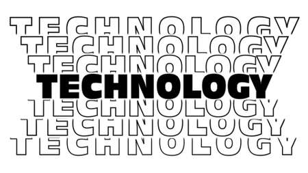 TECHNOLOGY - black lettering with repeating effect on white background - 3D Illustrationの写真素材