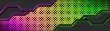 abstract perforated background - graphic tapes over carbon surface - banner design - 3D Illustrationの写真素材