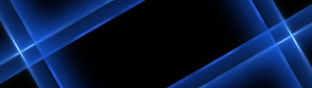 Abstract modern background with crossed tapes around place for your text - blue on black - 3D...