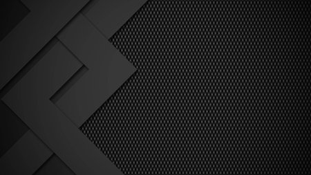 Graphic elements arranged on dark carbon background - 3D illustration