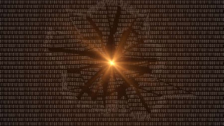 Data leak symbolic on destroyed binary code background - internet security and data protection concept - 3D illustrationの写真素材