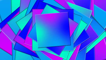 Abstract design of graphic elements - square shapes in rotation on various positions and colors - 3D illustrationの写真素材