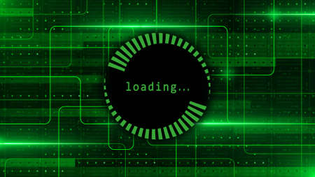 Information technology concept in green design - graphic elements over blocks of binary code arranged as a square grid - 3D illustrationの写真素材