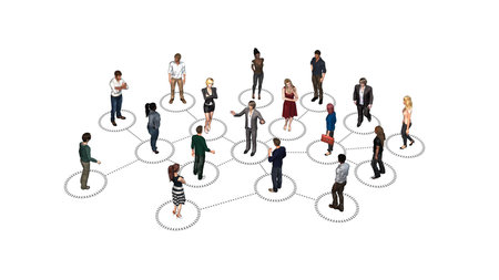 Network connected business persons - team management and community concept - 3D illustration