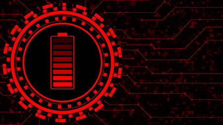 Electrical energy and power supply source concept - accumulator battery in charging level in center...