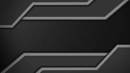 Abstract background with overlap layers, modern style of white, carbon and dark color combination - 3D Illustrationの写真素材