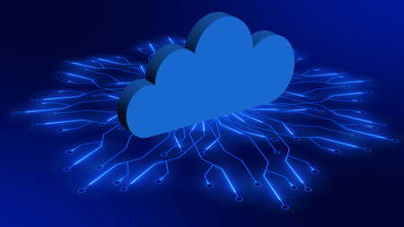 Abstract technology background - cloud system sci fi design concept - 3D Illustration