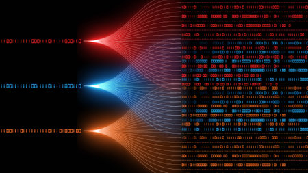 Big data technology - data flow concept - neural network for artificial intelligence - 3D illustrationの写真素材