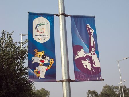 Commonwealth Games Banners All Over The City Of Delhi During Commonwealth Games 2010のeditorial素材