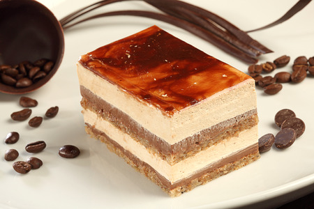 cream cake with chocolate and mascarpone creamの写真素材