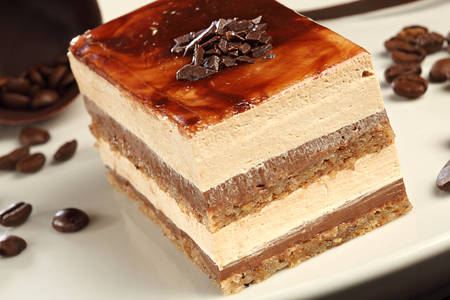 cream cake with chocolate and mascarpone creamの写真素材