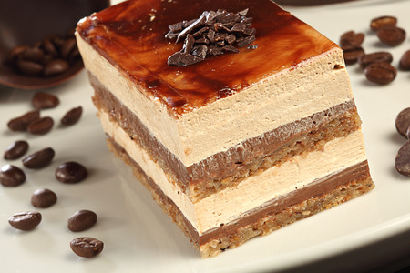 cream cake with chocolate and mascarpone creamの写真素材