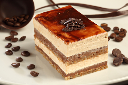 cream cake with chocolate and mascarpone creamの写真素材