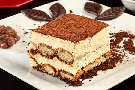 cream cake with chocolate and mascarpone creamの写真素材