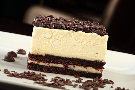 cream desert cake with chocolateの写真素材