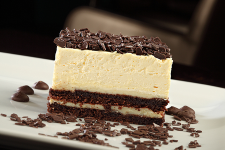 cream desert cake with chocolateの写真素材