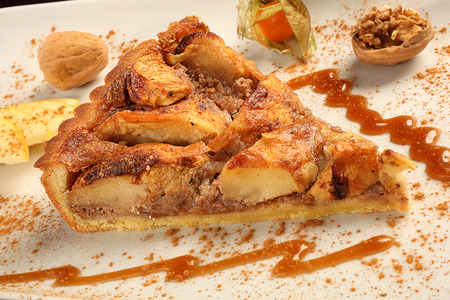 american pie with apple and walnutsの写真素材