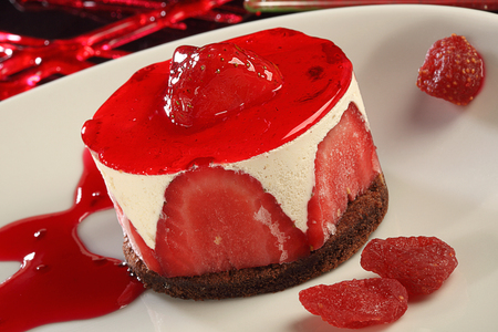 fruit cream cake with strawberryの写真素材