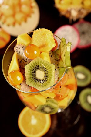 mix of fresh fruit saladの写真素材