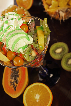 mix of fresh fruit saladの写真素材