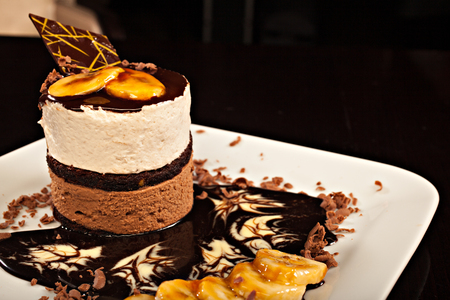 cream chocolate cakeの写真素材