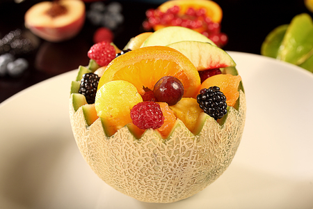 fresh fruit mix dessert saladの写真素材
