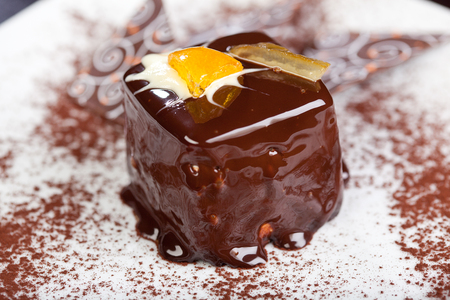 cream chocolate cakeの写真素材