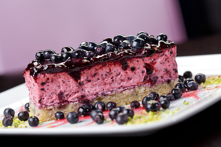 fruit cake with blackberriesの写真素材