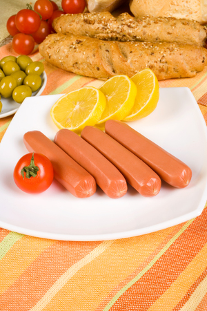 sausages with vegetablesの写真素材