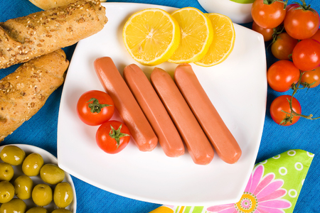 sausages with vegetablesの写真素材