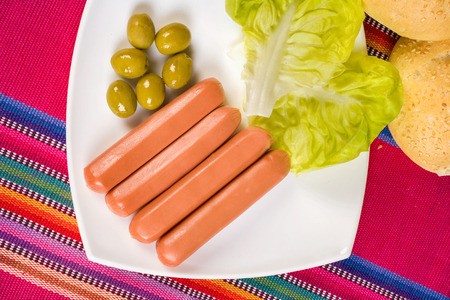 sausages with vegetablesの写真素材