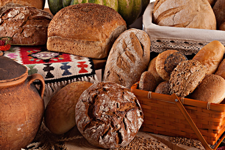 natural bread with cereal grainsの写真素材