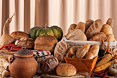 natural bread with cereal grainsの写真素材