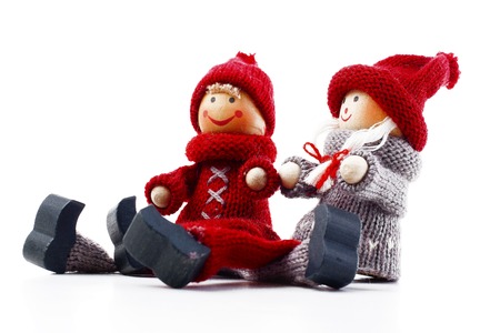 Valentines day figurine symbol. Christmas couple. Valentines day couple illustration. Valentines romantic couple loves each toger. Boy and girl together. Cute couple illustration. Love symbol. Celebrate love.の写真素材