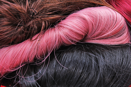 Wig texture. Synthetic hair close up photoの写真素材