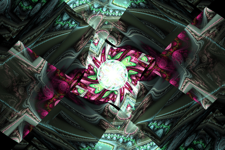 Animated Geometric fractal shape can illustrate daydreaming imagination psychedelic space dreams magic nuclear explosion frequency patterns radiation concepts. Fraktalの写真素材