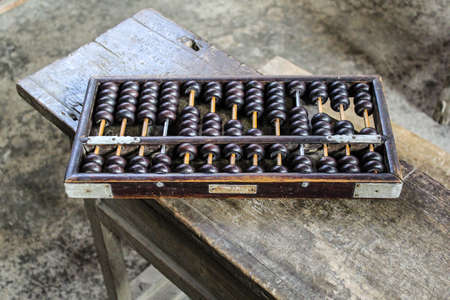 Abacus on the table.の写真素材