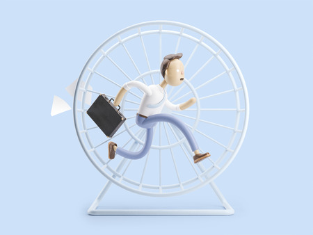 cartoon character spinning like a squirrel in a wheelの写真素材