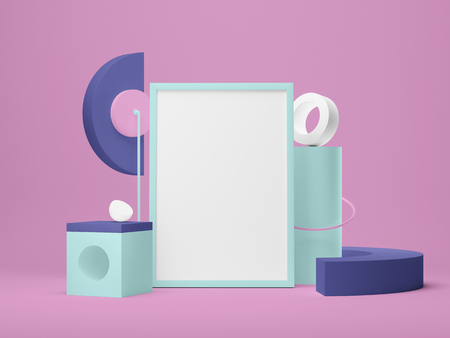 3d illustration. Frame Mockup with abstract colored forms.の写真素材